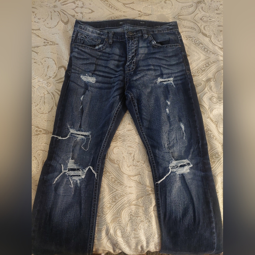 BKE Men's Distressed Dark Indigo Jeans